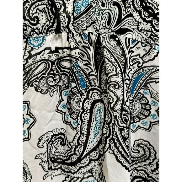 CHICO'S Long Sleeve Semi-Sheer Paisley Button Up Pleated Blouse Shirt Sz 3 XL - Picture 4 of 6